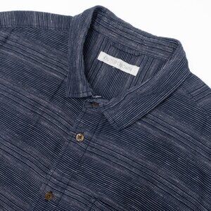 Outerknown Linen Shirt Men's Large Short Sleeve Button-Up Striped Beach Casual